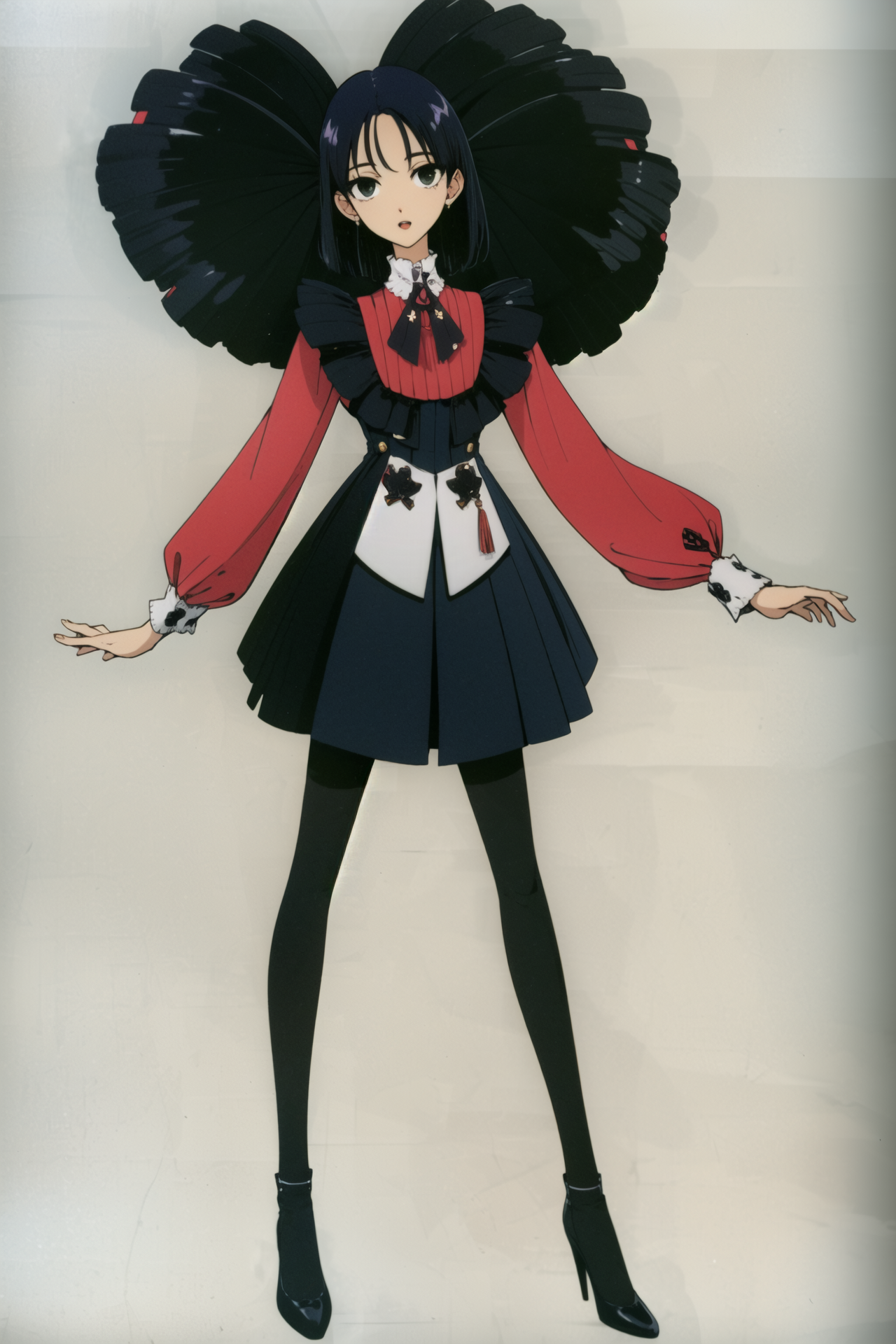 18206-1708317122-1girl, solo, pantyhose, short hair, black hair, skirt, full body, simple background, white background, black pantyhose, long sle.png
